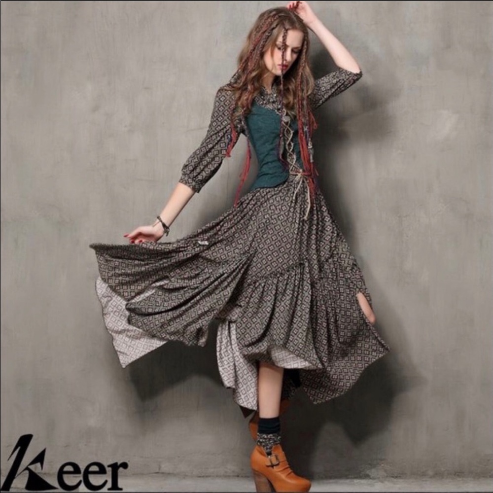 Boho Keer Qiaowa Peasant Dress